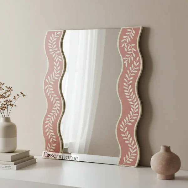 Pink bone inlay mirror – Elegant Bone Inlay Accent - Image 6