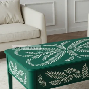 Dark Green Coffee Table – Mother of Pearl Round Inlay Center Table