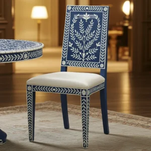 Wooden Bone Inlay Dining Chair Floral Pattern