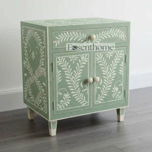 Nightstand for Bedroom –  Green Bone Inlay
