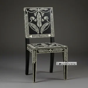 Black & White Bone Inlay Chair – Floral