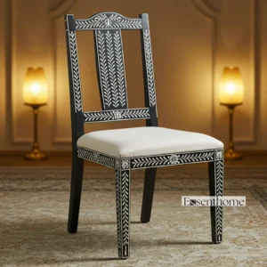 Handcrafted Bone Inlay Dining Chair - Black & White