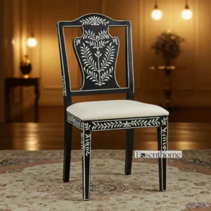 Flolar Bone Inlay Dining Chair – Black & White