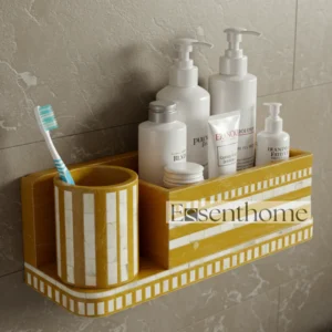 Yellow Bone Inlay Bathroom Organizer