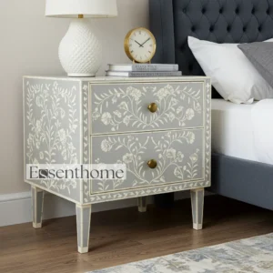 Flolar Bone Inlay Nightstand -Essenthome