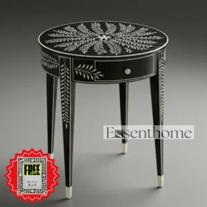 Black stool for bedroom Bone Inlay Stool - Black & White