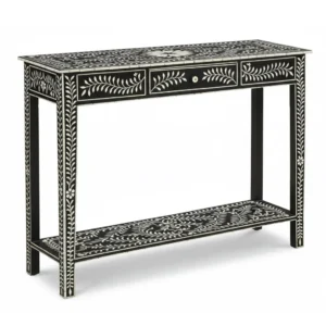 Luxury Black Bone Inlay Console Table with Drawer