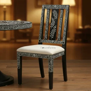 Luxury Bone Inlay Dining Chair - Black and White