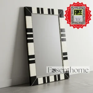 Decorative bone inlay mirror - Black & White