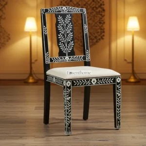 Artisan Black Bone Inlay Accent Chair for Dining