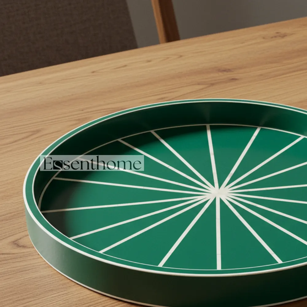 Essenthome Handmade Dark Green Bone Inlay Tray - Image 2