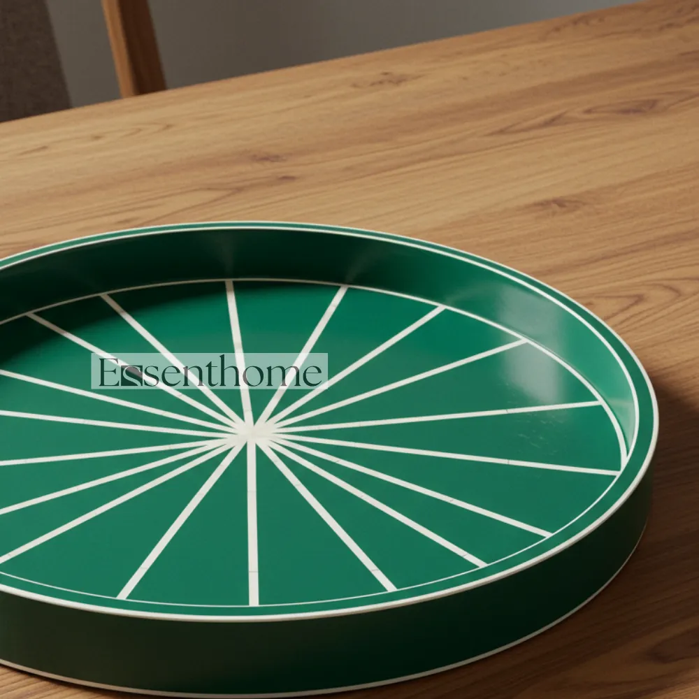 Essenthome Handmade Dark Green Bone Inlay Tray - Image 3