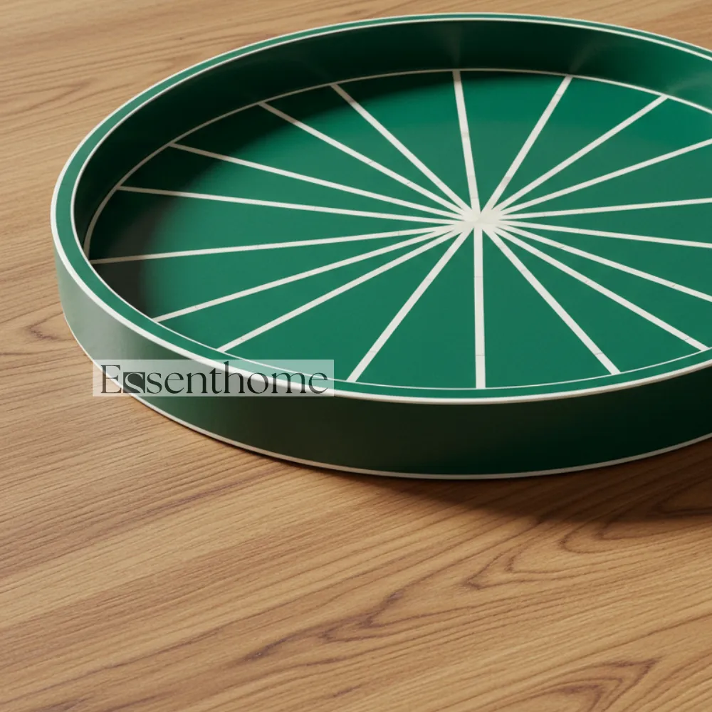 Essenthome Handmade Dark Green Bone Inlay Tray - Image 4