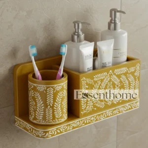 Bone Inlay Wall Mounted Organizer For Bathroom