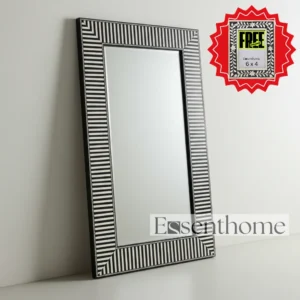 Decorative Bone Inlay Mirror - Black & White