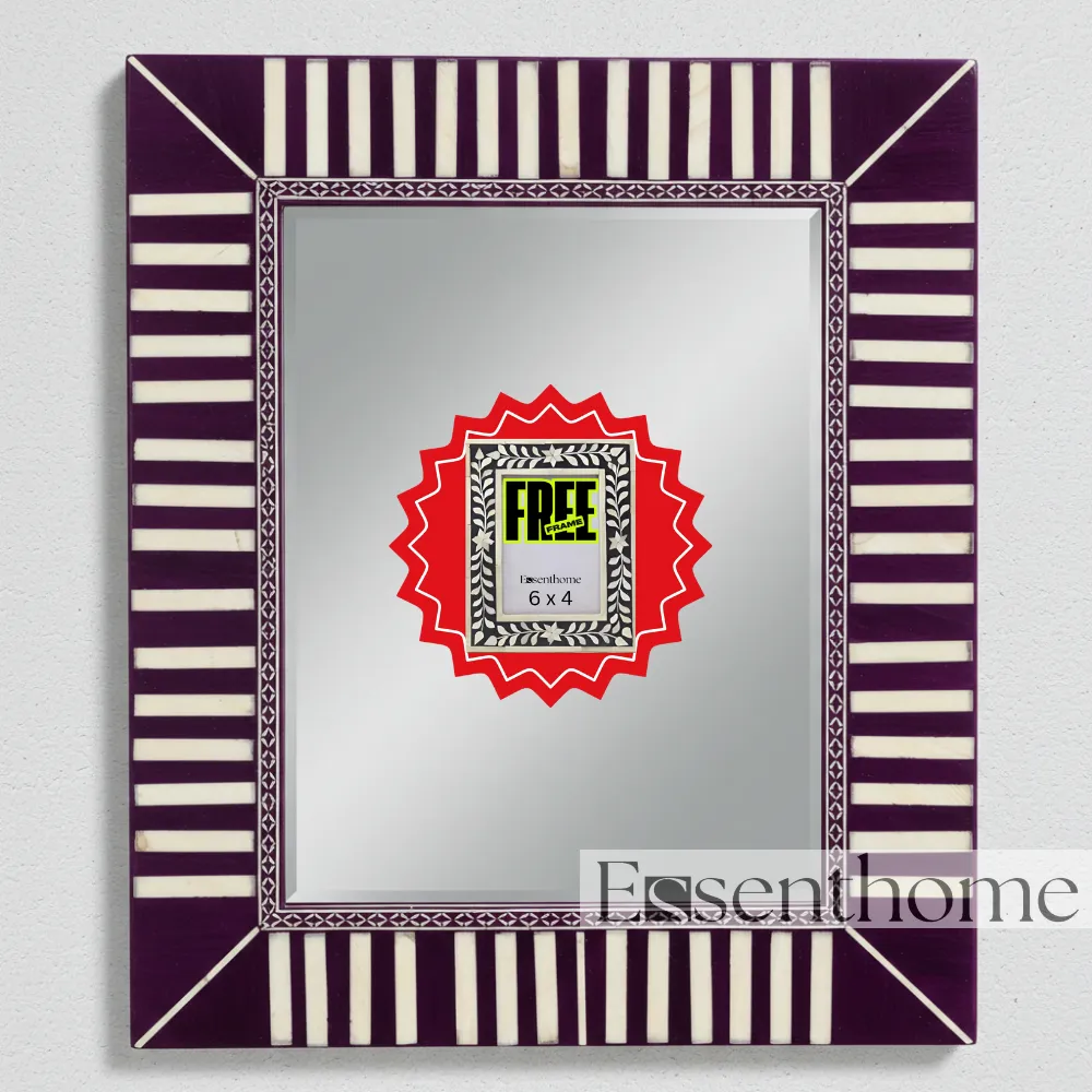 Bone Inlay Mirror for Bedroom Purple & White