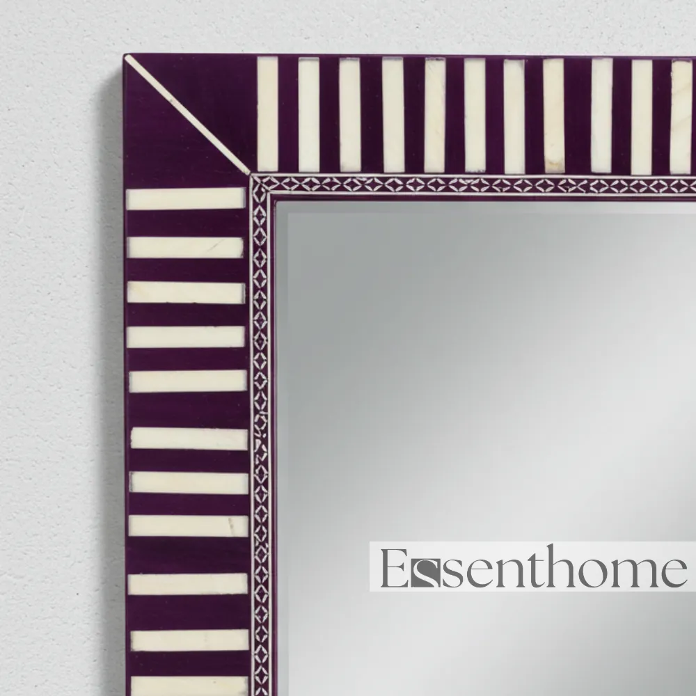 Bone Inlay Mirror for Bedroom Purple & White - Image 2