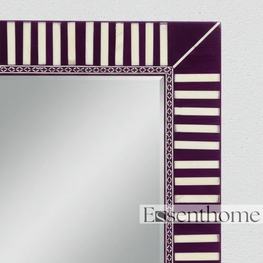 Bone Inlay Mirror for Bedroom Purple & White - Image 3