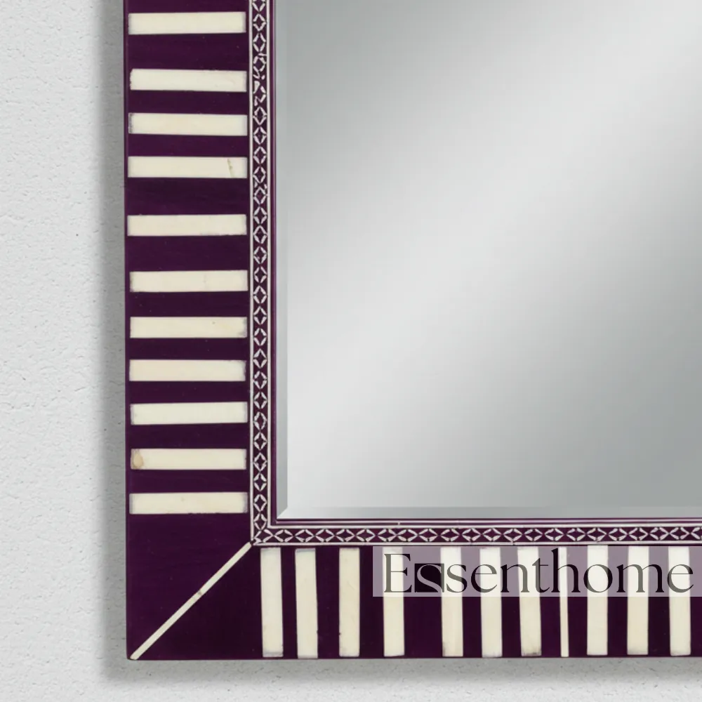 Bone Inlay Mirror for Bedroom Purple & White - Image 4