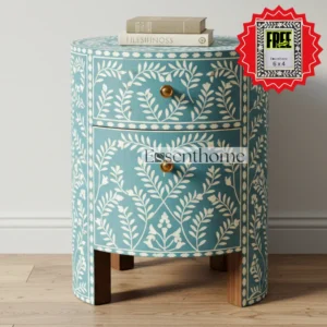 Wooden Blue Bone Inlay Bedside Cabinet