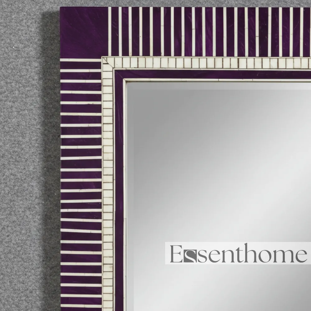 Bone Inlay Vanity Mirror -Purple & White - Image 2