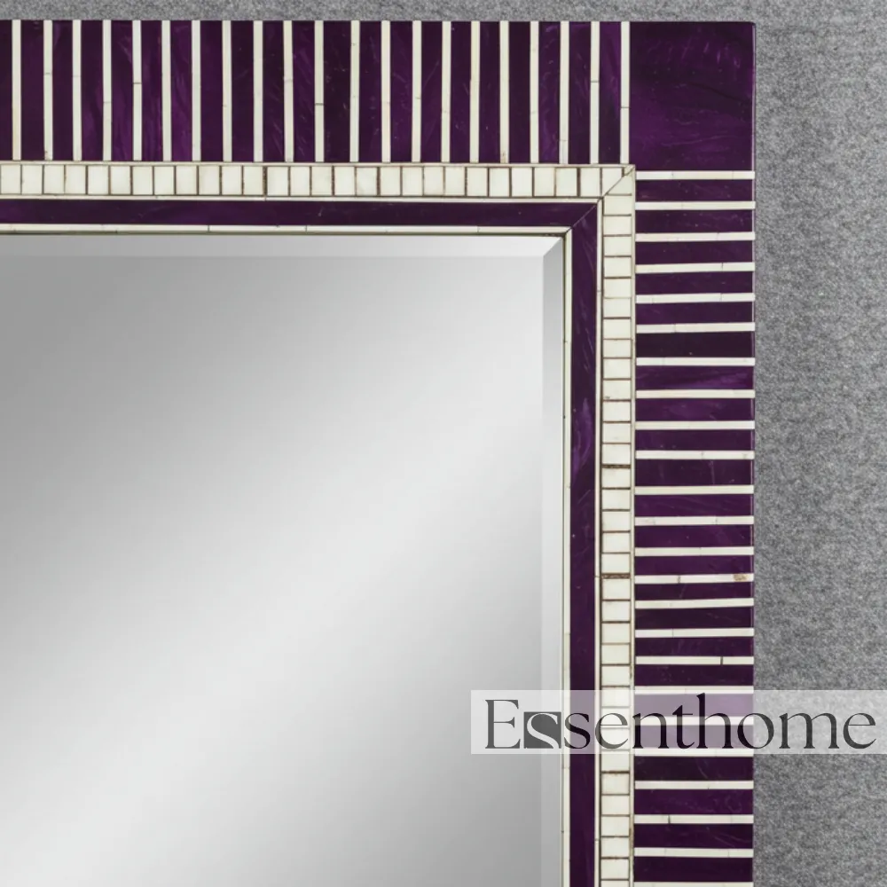 Bone Inlay Vanity Mirror -Purple & White - Image 3