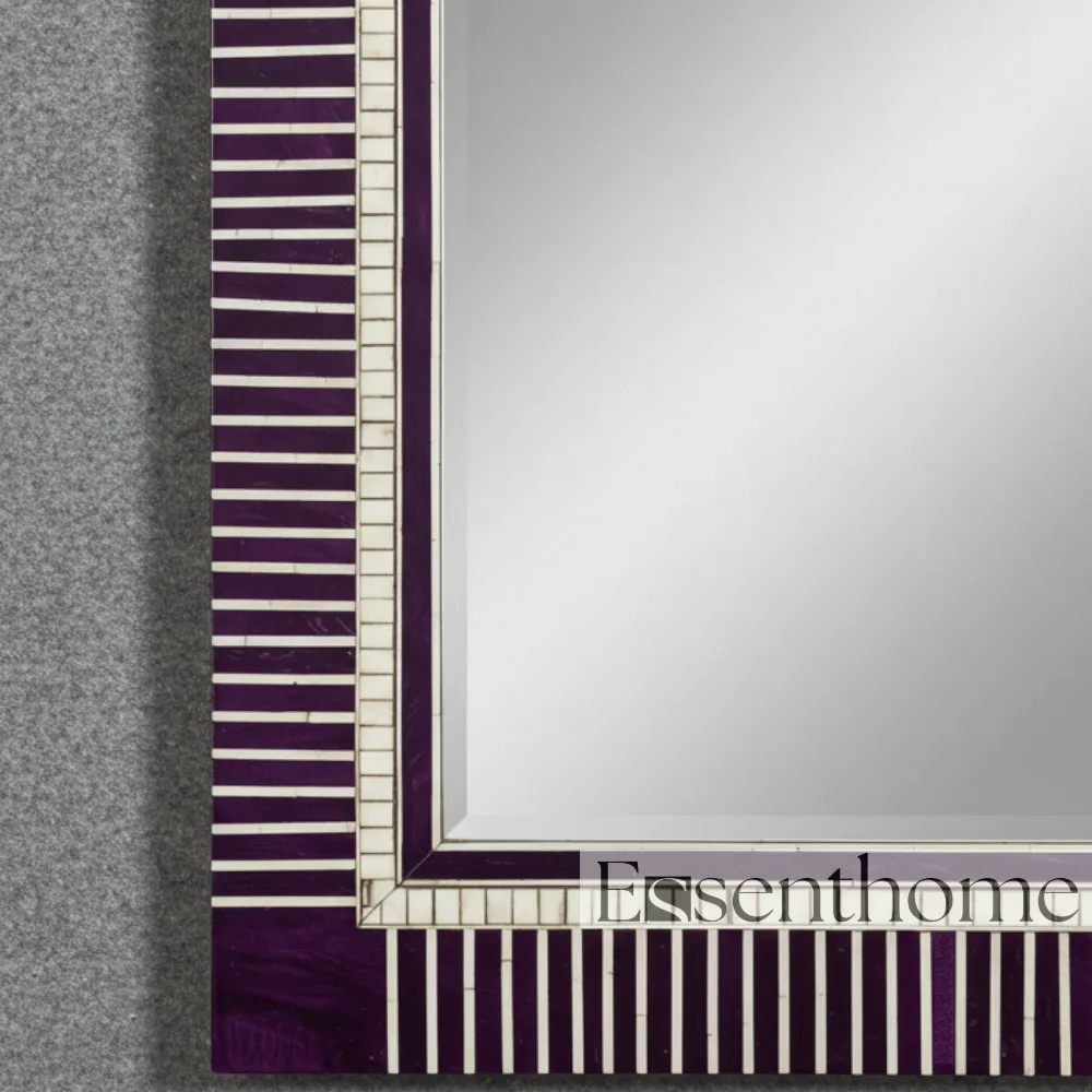 Bone Inlay Vanity Mirror -Purple & White - Image 4