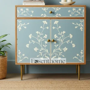 Blue Bone Inlay Storage Cabinet - Handcrafted