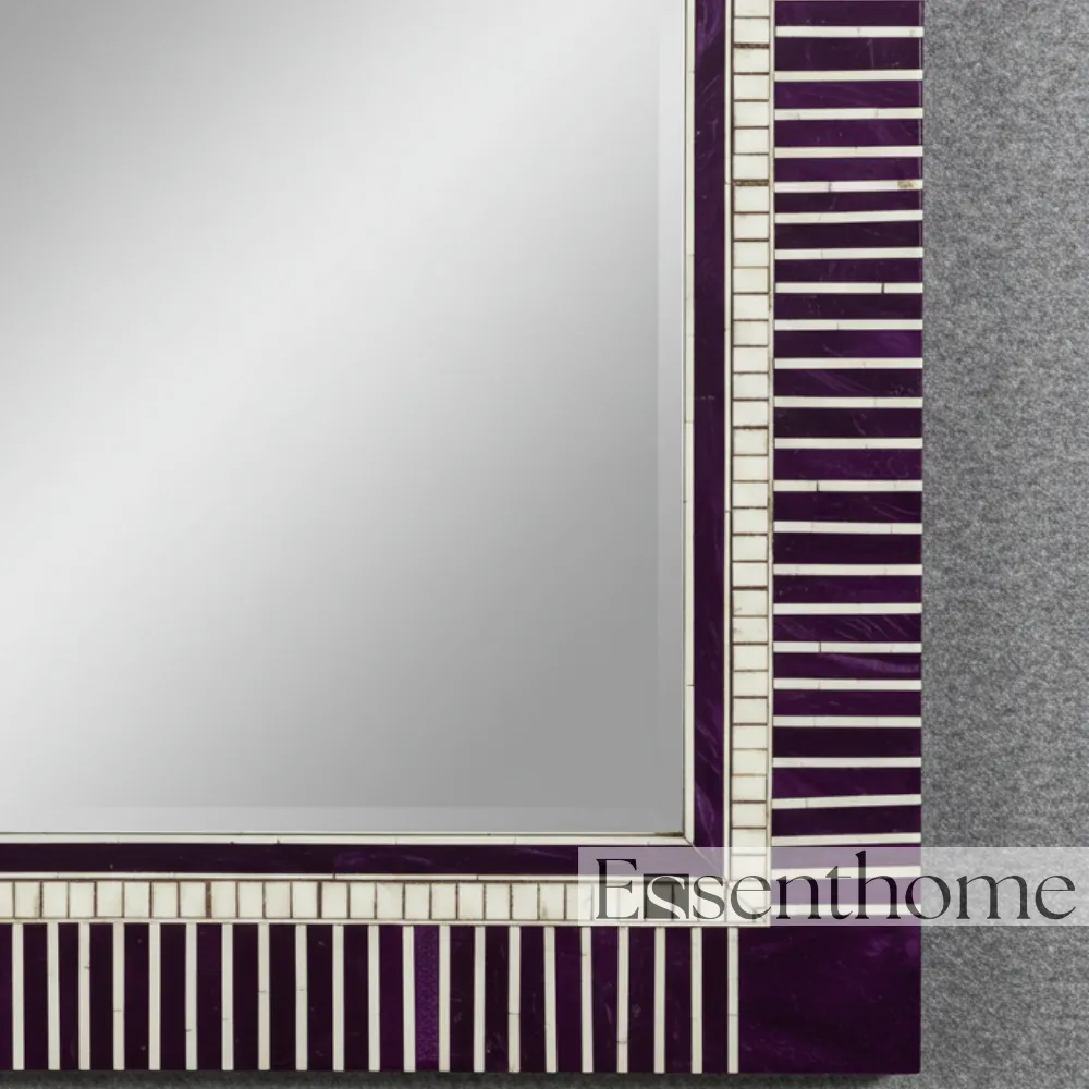 Bone Inlay Vanity Mirror -Purple & White - Image 5