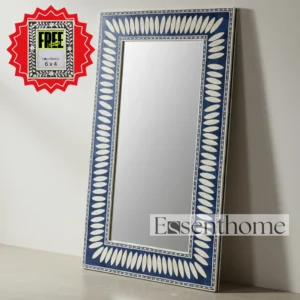 Luxury bone inlay mirror - Blue & White