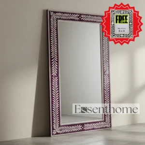 Essenthome Floral bone inlay mirror - Purple & White