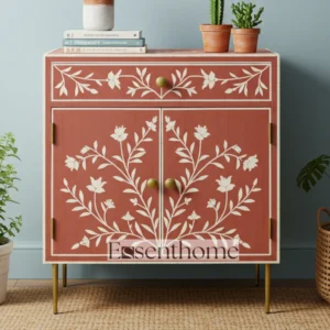 Bone Inlay Cabinet for Living Room - Orange