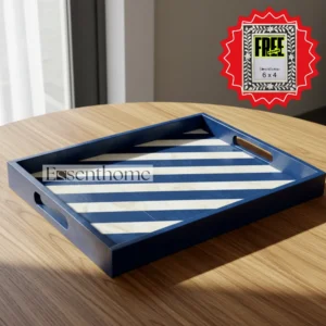 Bone Inlay Tray for Kitchen - Blue & White