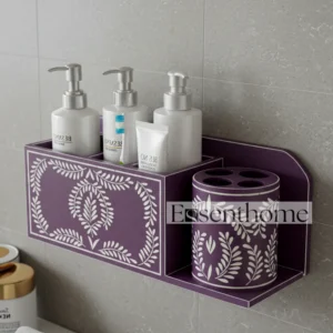 Wall-Mounted Bathroom Organizer - Purple & White Flolar
