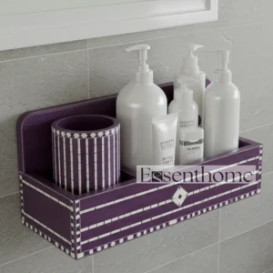 Bathroom Shelf with Toothbrush Holder - Purple