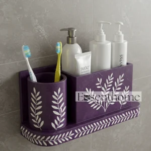 Purple Bone Inlay Toothbrush & Toothpaste Holder