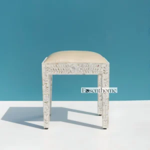 Essenthome Handmade Bone Inlay Nightstand – Luxury 2-Drawer Bedside Table with Floral Design